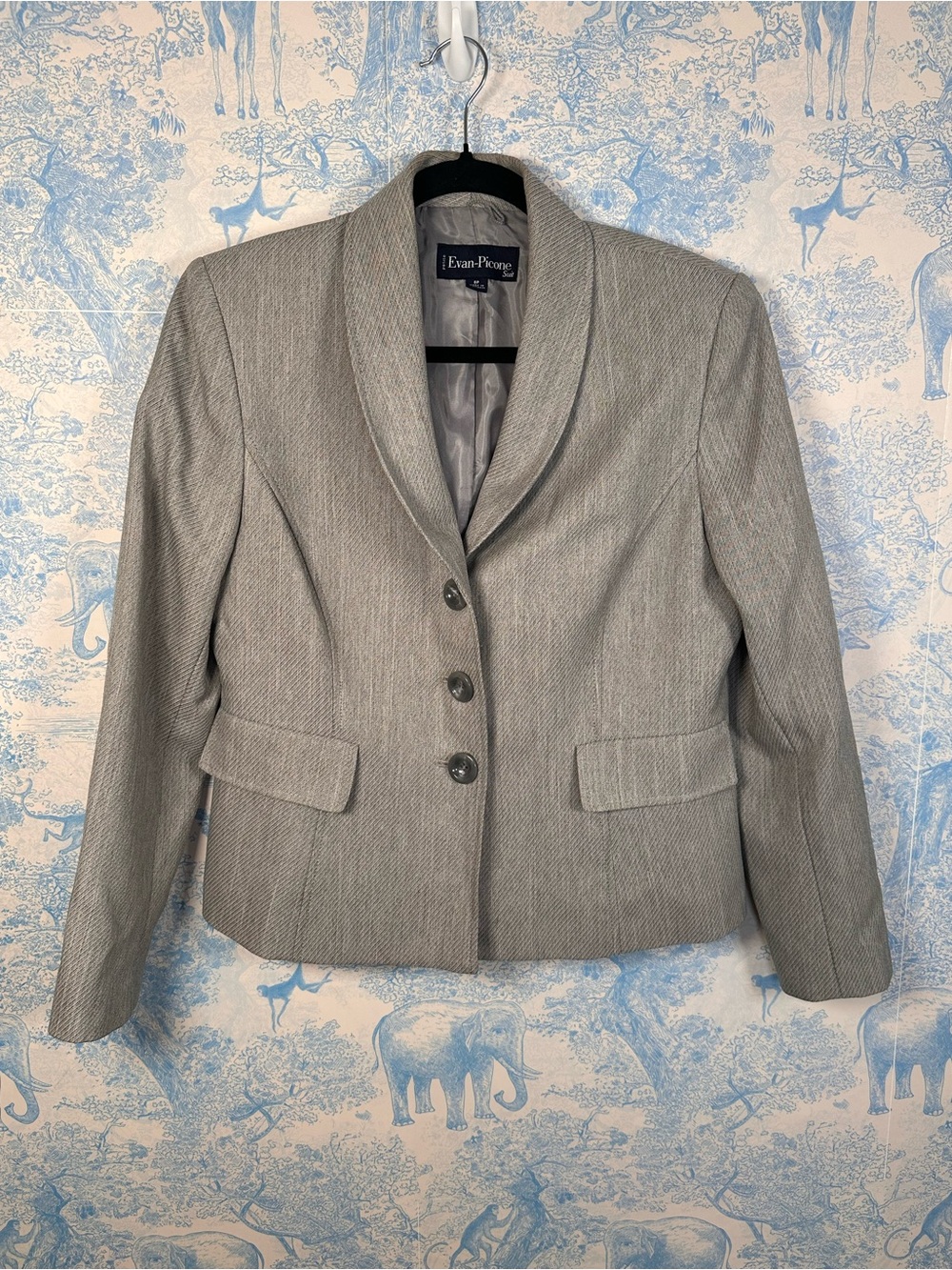 Evan Picone Light Gray Pinstripe Women's Blazer 8